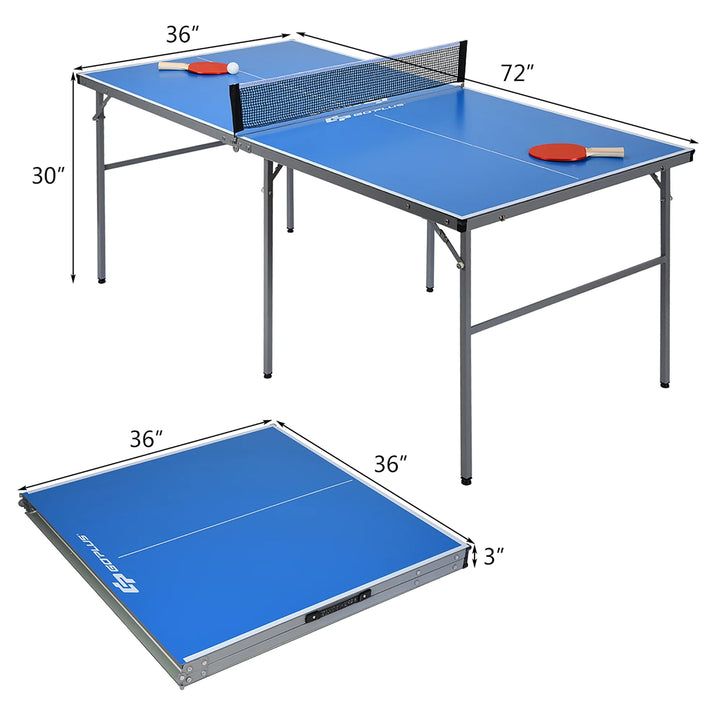 Goplus 6’X3’ Portable Tennis Ping Pong Folding Table W/Accessories Indoor Outdoor Game