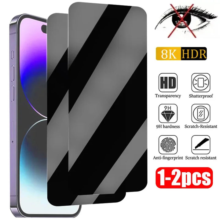 1-2PCS Anti-Spy Glass for iPhone 15 14 13 12 11 Pro Max Mini X XS XR 7 8 6 Plus Privacy Screen Protector